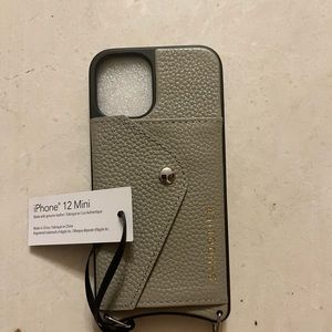 Bandolier khaki silver leather iPhone 12 mini case nwt